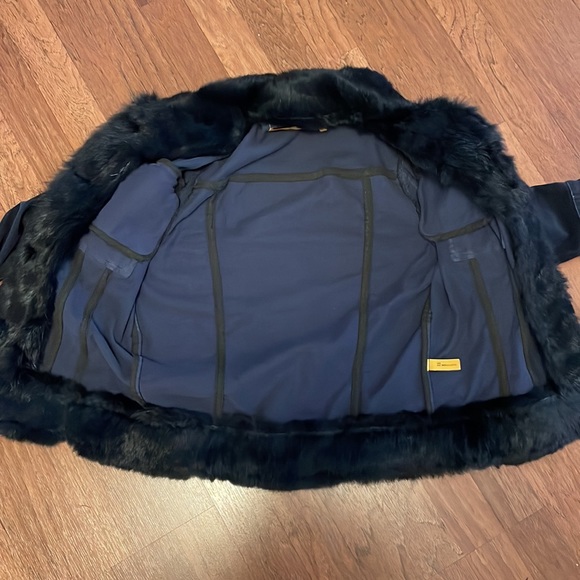 Twilltwentytwo Navy Blue fur trimmed corduroy jacket. - Picture 12 of 14